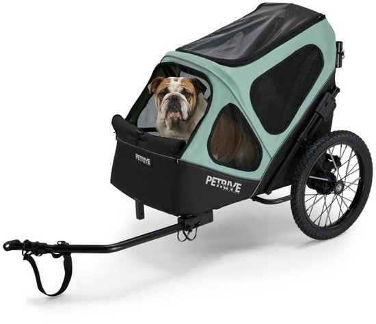 PETRIVE Hondenfietskar 3-in-1 – Opvouwbare Fietskar, Jogger en Transportkennel – Voor Hond en Kat tot 30 kg – Groen