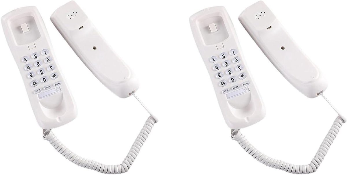 Vaste Telefoon - Huistelefoon Ophangtoestel - Betrouwbaar Bellen - Direct Aansluitbaar - 2 stuks - Wit