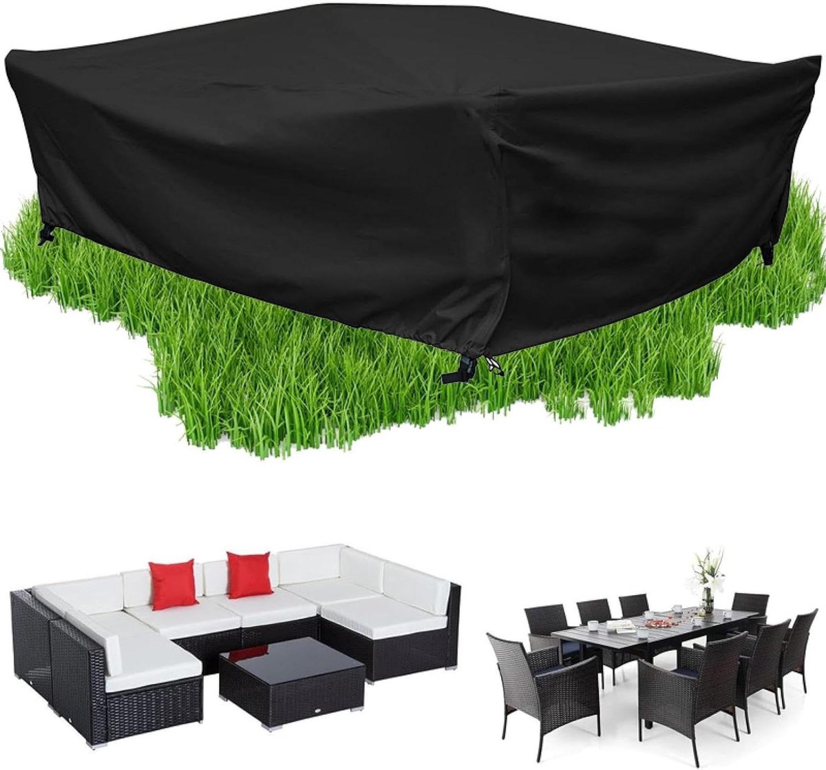 Winterhoezen Tuinmeubelen - Tuinstoelhoezen Tafelhoezen - Meubelen Beschermen - Waterdicht Oxford Stof - 120 x 50 x 34 cm - Zwart