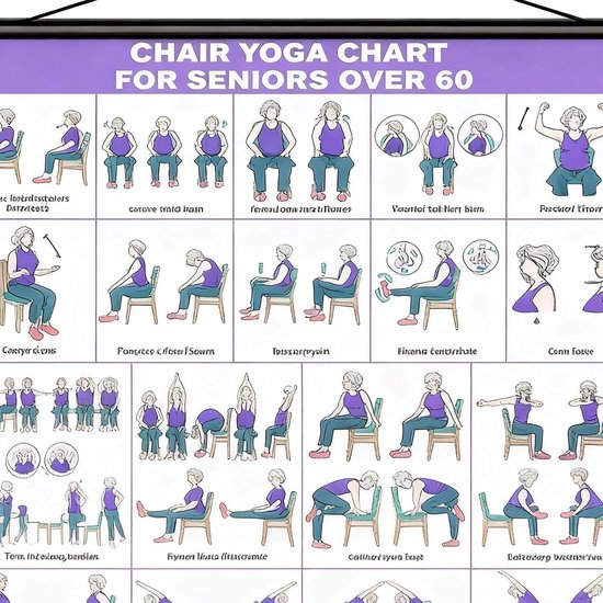 Yoga Wandbord - Fitness Poster - Oefeningen Thuis - Gids met 30+ Houdingen - 40 x 60 cm - Paars — afbeelding 5