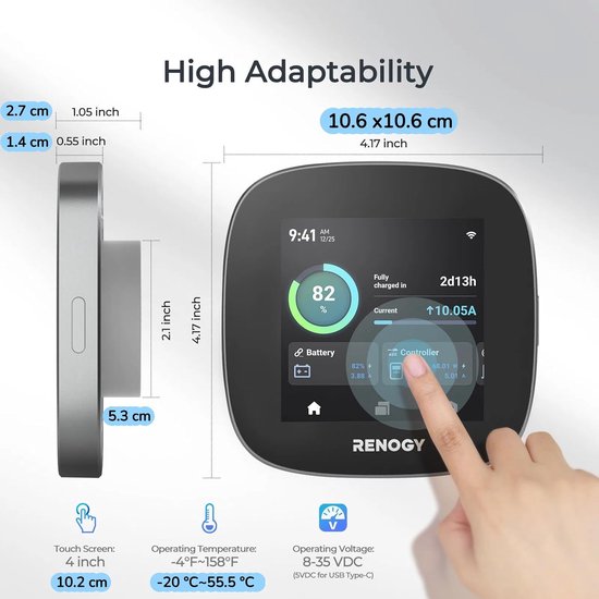 Energie Monitor - Stroombewaking Paneel - Off-grid Leven - Alles-in-één Oplossing - 10.6 cm - Zwart — afbeelding 4