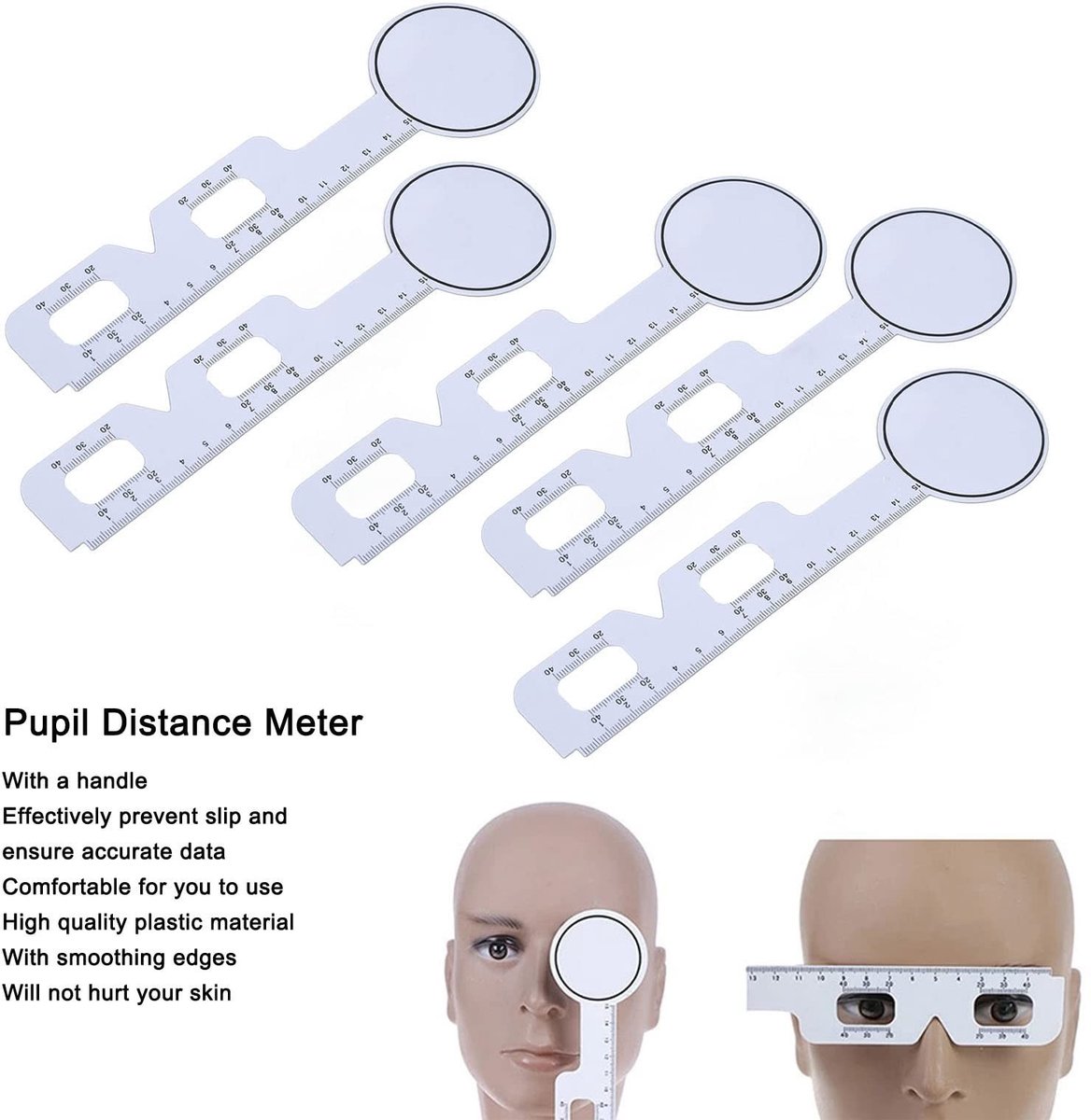 Dailygoods- Pupilafstandsliniaal 5-delig - Oogmeetinstrument - Optische liniaal - Pupilafstandsmeter - Antislip randen - Schokbestendig ontwerp - Oogmeting