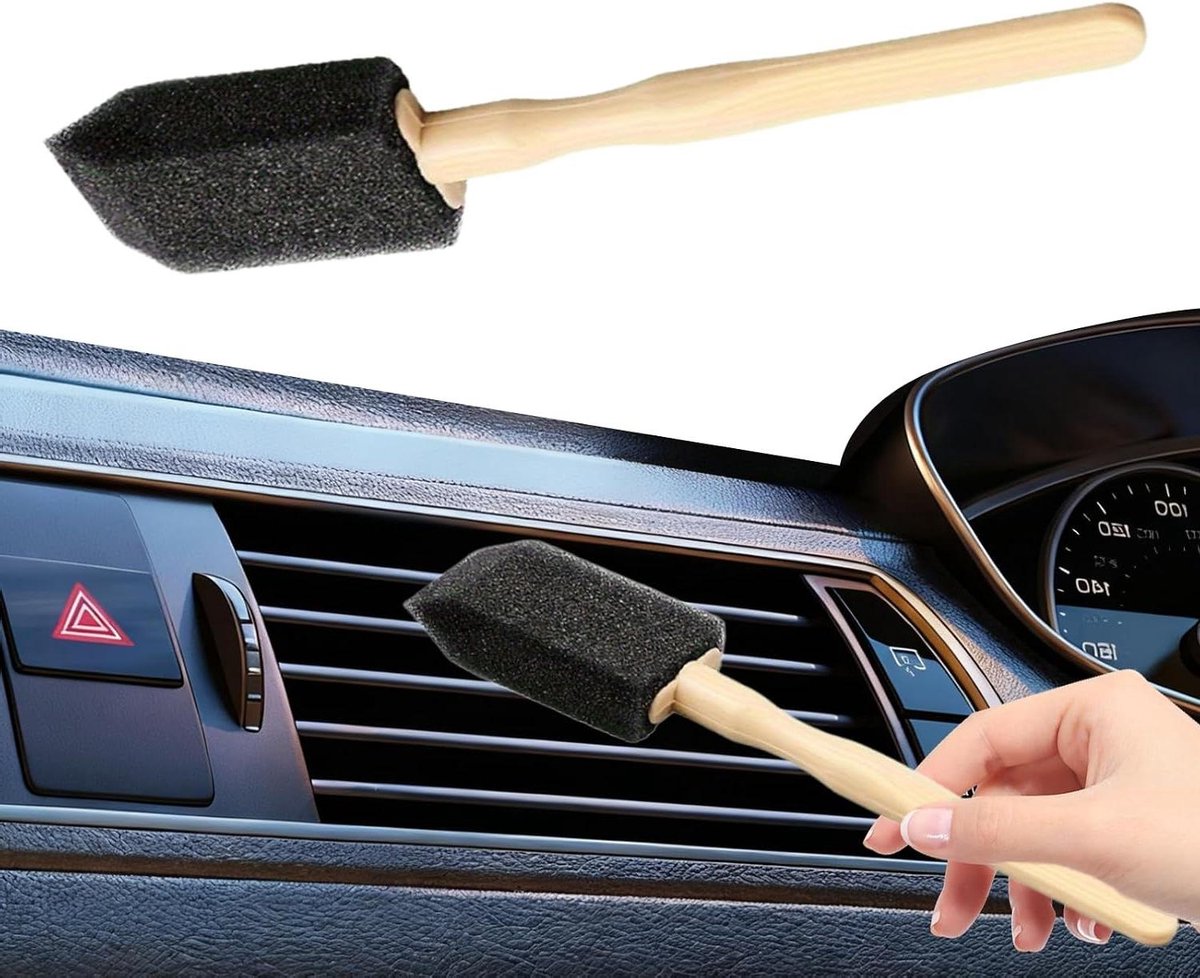 Auto Poetsborstel - Detailing Tool - Interieur Reinigen - Ergonomische Grip - 20x5cm - Meerkleurig