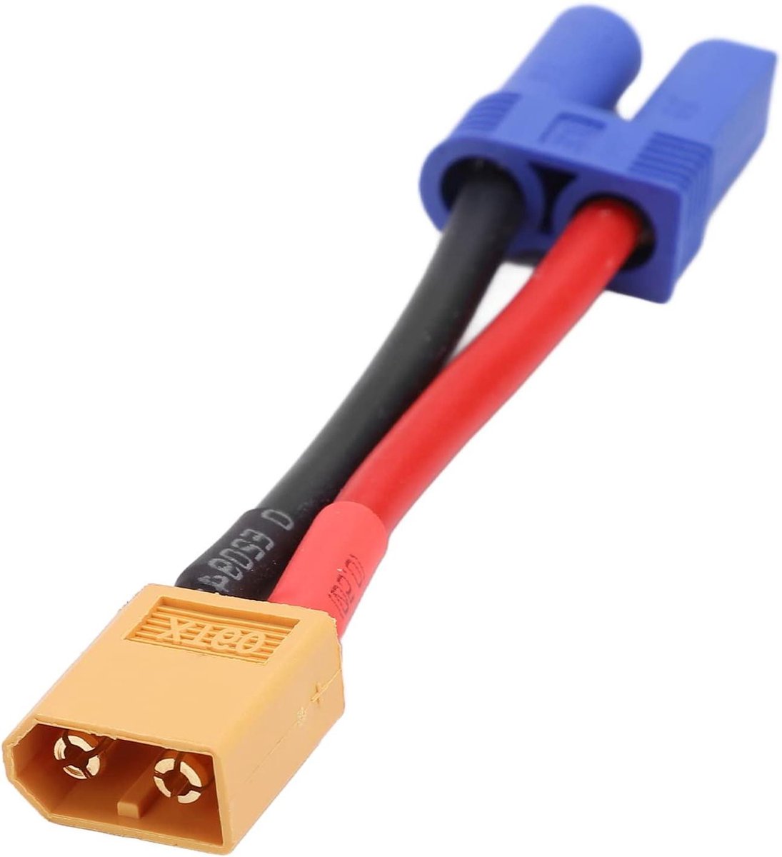 XT60 naar EC5 Adapterkabel - RC Stroomdraad - RC Apparaten Verbinden - Veilige Connectie - 12AWG 95mm - Zwart