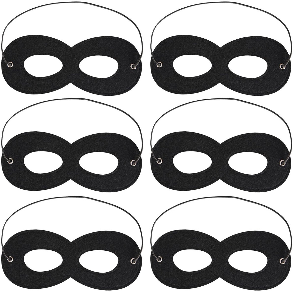 Dailygoods- Oogmasker Set van 6 - Maskerade/Oogmaskers - Carnaval/Halloween - Lichtgewicht/Duurzaam - Vilt/Elastische Band - Comfortabel om te Dragen - Carnavalsmasker