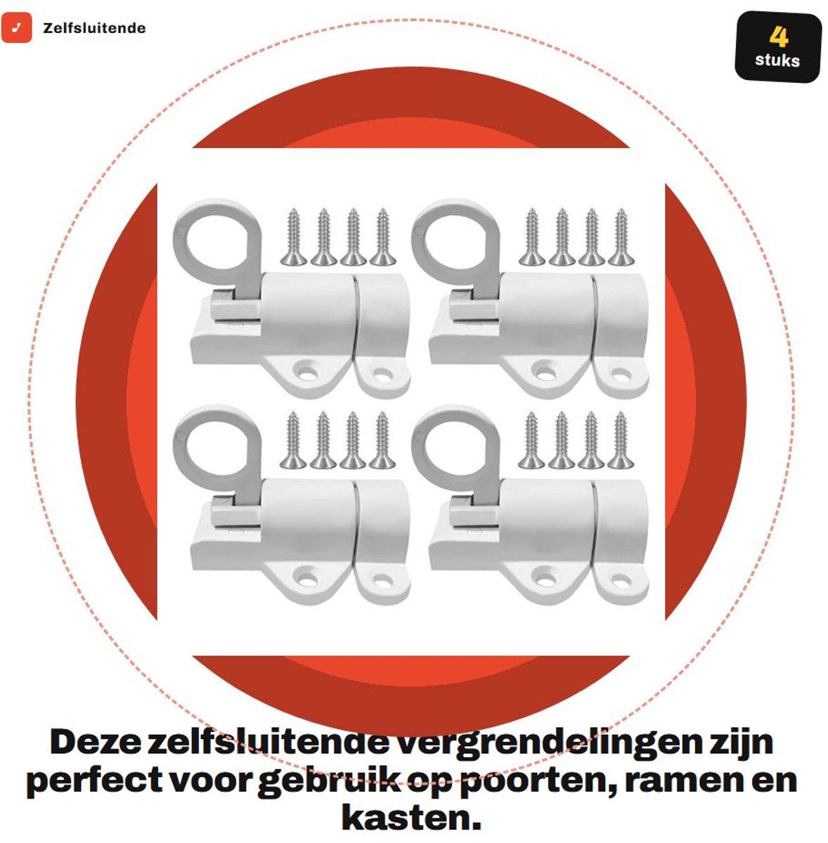 Dailygoods- Vergrendelingen 2/4 Stuks - Aluminium Schuifvergrendelingen - Veerboutvergrendelingen - Hole-Punch Installatie - Hoogwaardige Kwaliteit - Gemakkelijk te Installeren - Deurslot
