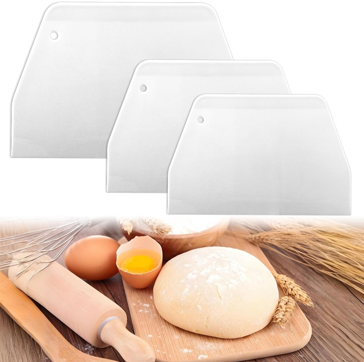 Dailygoods- Deegschraper 3 Stuks - Kunststof - BPA-vrij - Ergonomisch Ontwerp - Kleine/Middelgrote/Grote Maat - Levensmiddelkwaliteit - Deegspatel