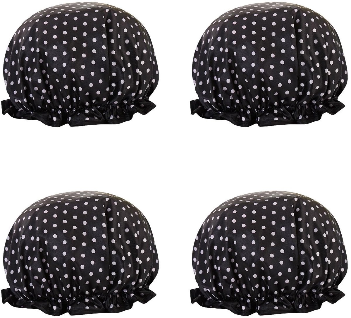 Dailygoods- Douchemutsen Set van 4 - Waterdichte Badmutsen - Herbruikbare Baddouchemutsen - Dubbellaagse Haarbeschermers - Voor Dames/Heren - Tot 27 cm Diameter - Badmuts