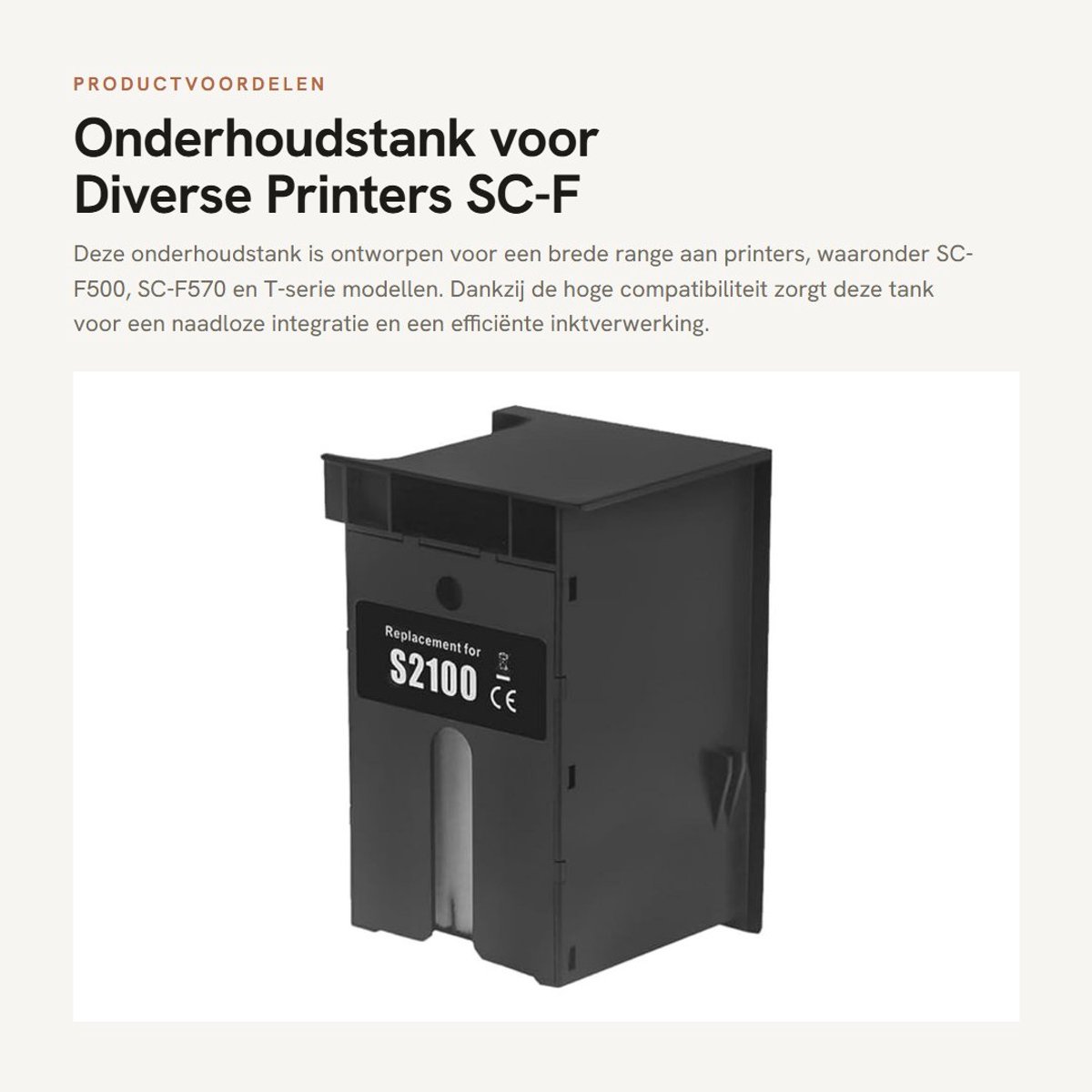 Dailygoods- Onderhoudstank Hoge Compatibiliteit - Vervanging voor S2100/C13S210057 - Compatibel met SC-F500/SC-F570/SC-F571 - T2170/T3170/T5170/SC-T5180 - Efficiënt Inktbeheer - Naadloze Integratie - Onderhoudscartridge