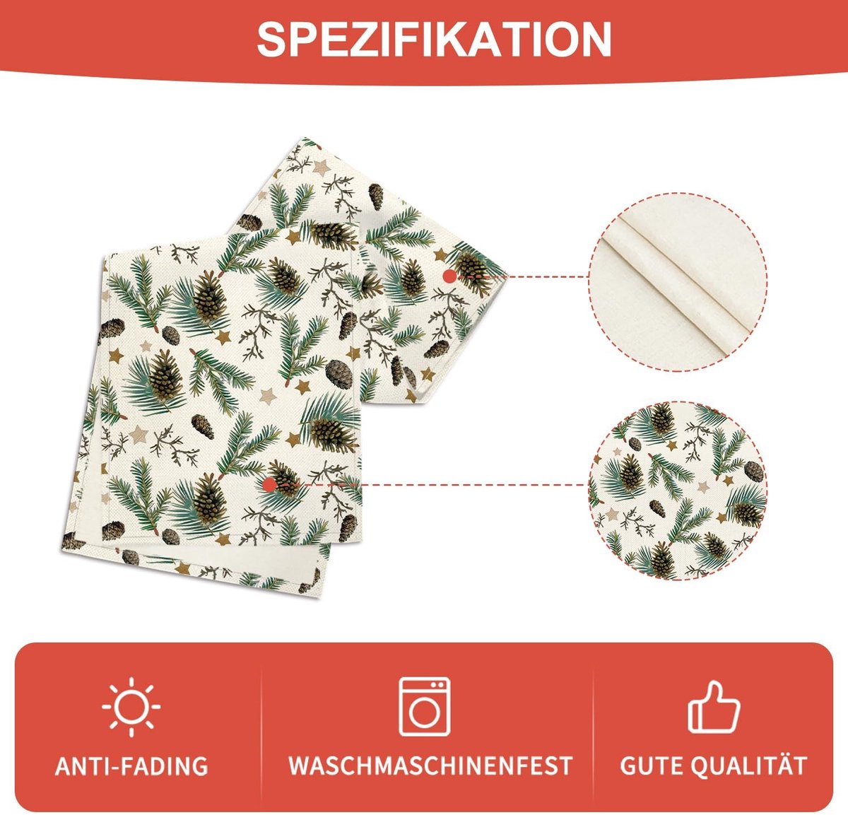 Dailygoods - Tafelloper met Dennenappels en Bladeren voor Kerst