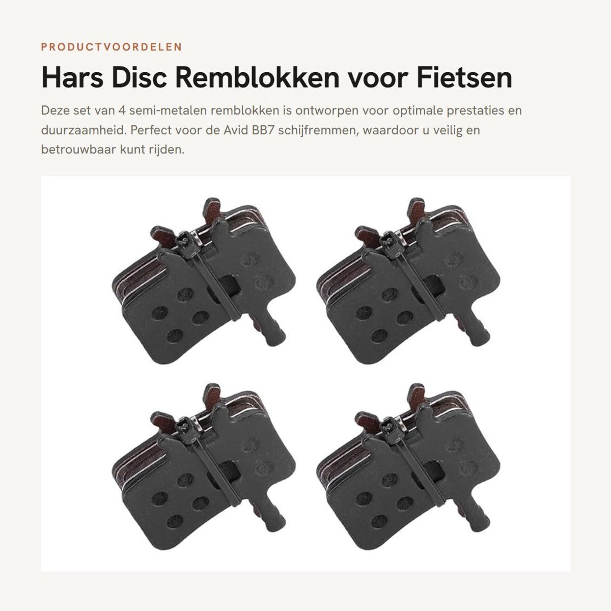 Dailygoods- Schijfremblokken - 4 Paar Hars/Semi Metalen - Lichtgewicht/Duurzaam - Laag Geluidsniveau - Krachtige Remprestaties - Geschikt voor Normale Rit - Remblokken