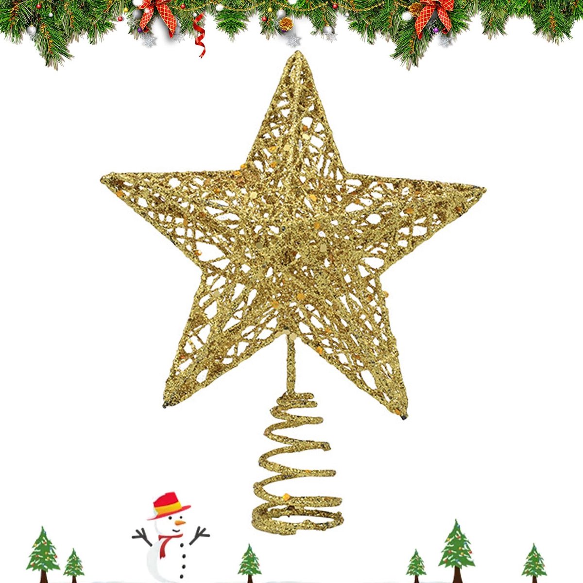 Dailygoods - Gouden Kerstboom Ster Topper 20 cm voor Woondecoratie