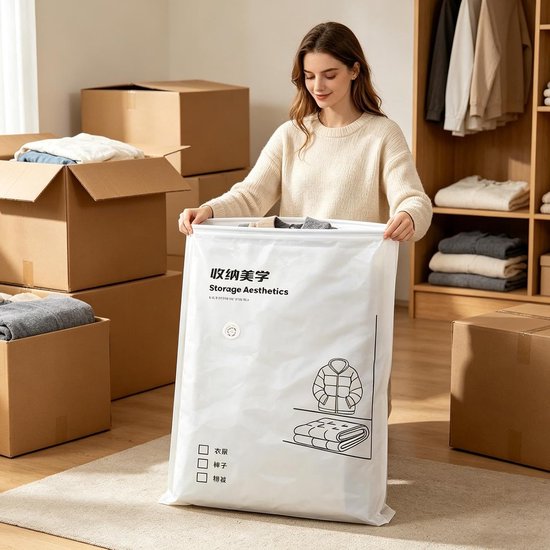 Vacuüm Kleding Zakken - Opbergzakken Compressie - Kast Ruimte Besparen - Dubbele Rits Afsluiting - Extra Groot - Niet gespecificeerd — afbeelding 4
