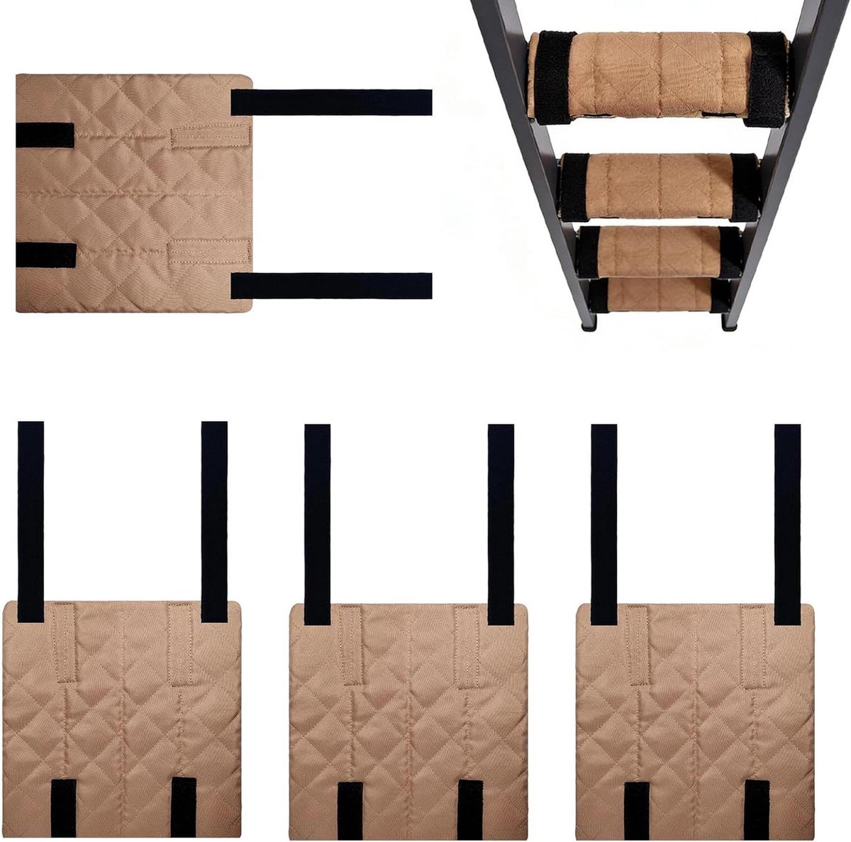 Bed Ladder Kussens - Treden Beschermers - Veilige Klim Toegang - Antislip Schuim Vulling - 4-delige set - Grijs