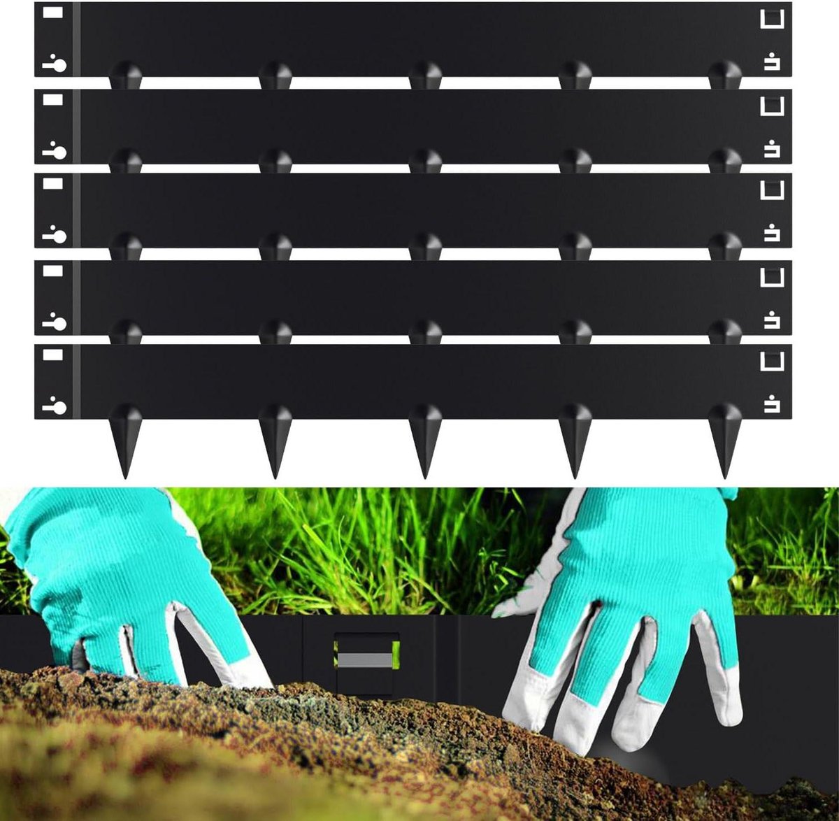 Graskant Afscheiding - Tuinrand Metaal - Tuinrand Creëren - Flexibel Vormbaar - 10 Meter Lengte - Zwart