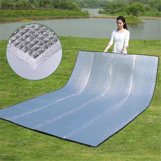 Campingmat Aluminium - Buitenkleed Isolatie - Outdoor Avonturen - Vochtbestendig Ontwerp - 200 x 200 cm - Aluminium — afbeelding 2