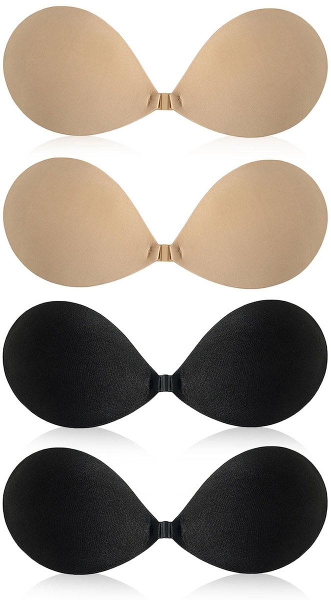 Dailygoods- Onzichtbare Beha 4 Paar - Zelfklevend - Rugvrij - Herbruikbaar - Comfortabel - Capabio-gel, Polyester, Spandex - Push-up Beha