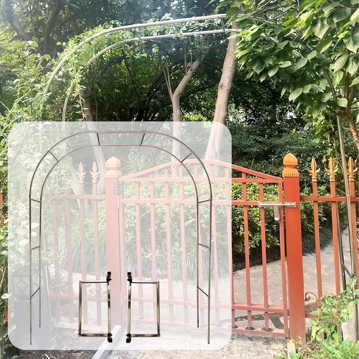Stalen Tuinboog - Metalen Prieel - Tuin Decoratie - Roestvrij Staal - 2.4m Hoog - Zilver
