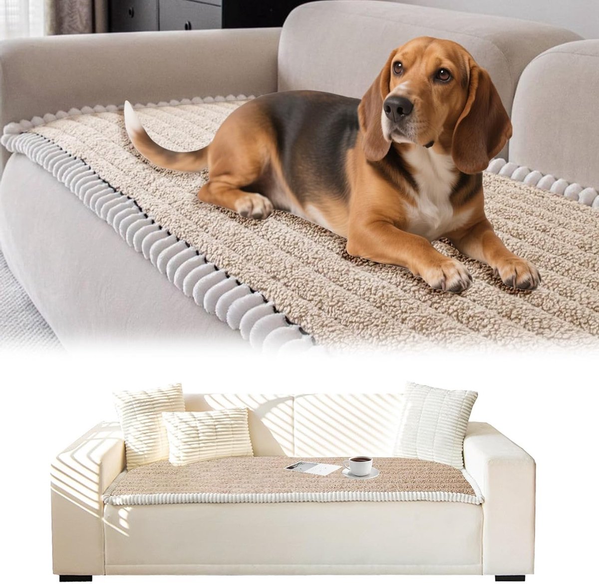Wasbare corduroy bankhoes voor 2-4 zits banken, comfortabele en stijlvolle bescherming, kaki, 70 x 150 cm