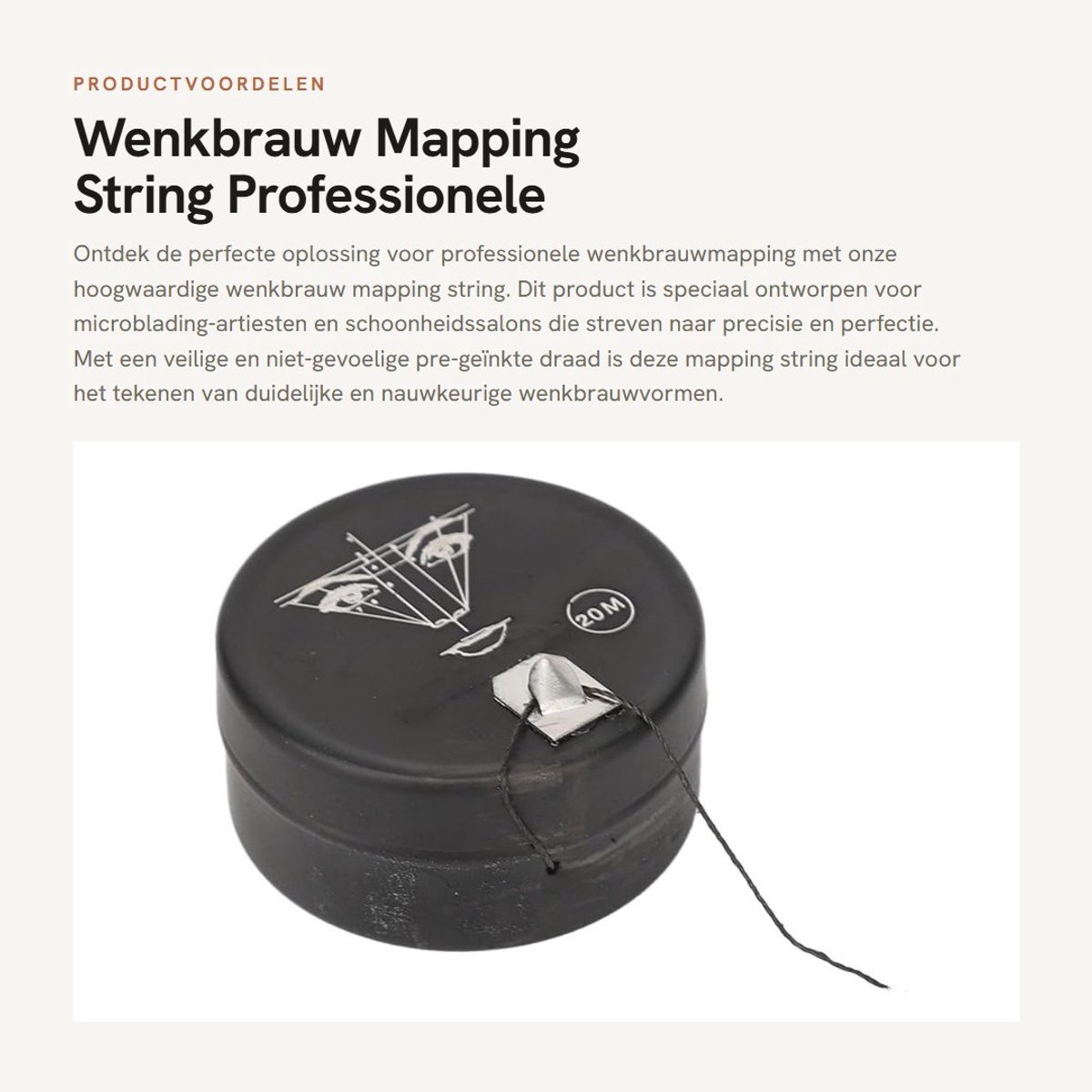 Dailygoods- Wenkbrauw Mapping String 20m - Pre-geïnkt Draad - Microblading Markering - Schoonheidssalon Gebruik - Eenvoudige Snijgereedschap - Veilig voor Huid