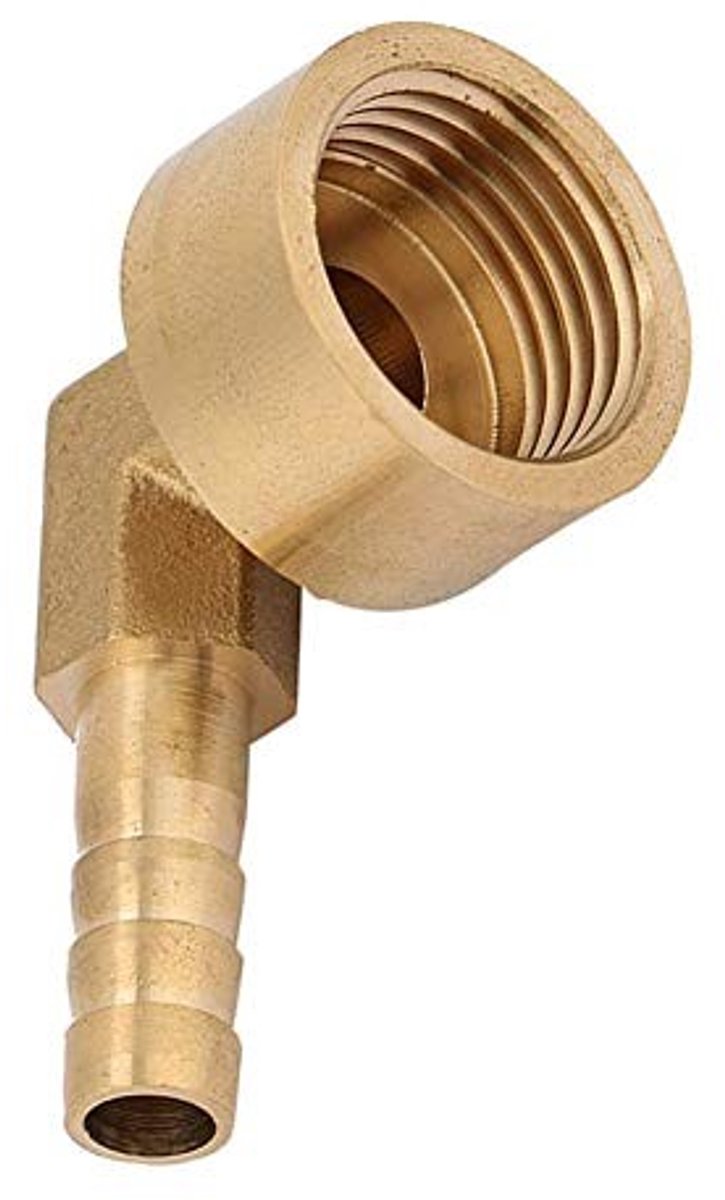 Dailygoods - 90 graden elleboog fitting - Messing slangkoppeling - Strakke sluiting - 10 mm - Weerhaak connector - G1/2 binnendraad - Geschikt voor fl...