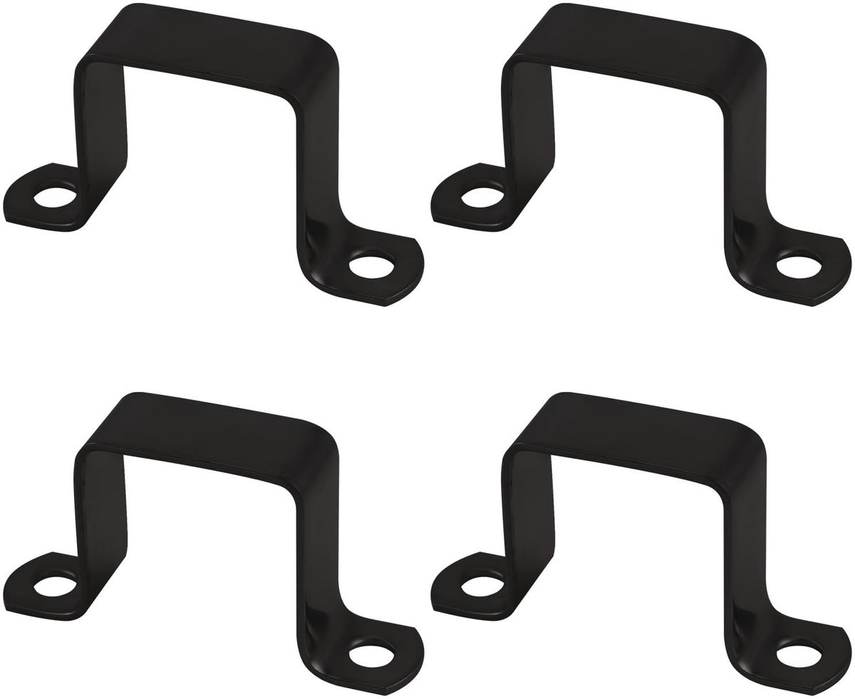 Dailygoods- Buisklem Roestvrij Staal - 4 Stuks - Zwarte Beugel - U-vormige Klem - Vierkante Buisbeugel - 3,8 x 3,8 cm - Pijpklem