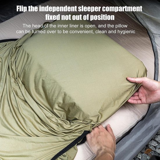 Slaapzak Liner - Kampeerhoes - Buiten slapen - Ademend en zacht - 80x210 cm - Groen — afbeelding 2