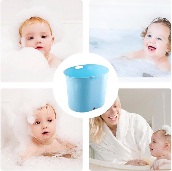 Kinderbad Draagbaar - Babybadje Emmer - Baby Baden - Hoge Temperatuur Bestendig - 65 x 40 x 54 cm - Pauwenblauw van Merkloos — afbeelding 4