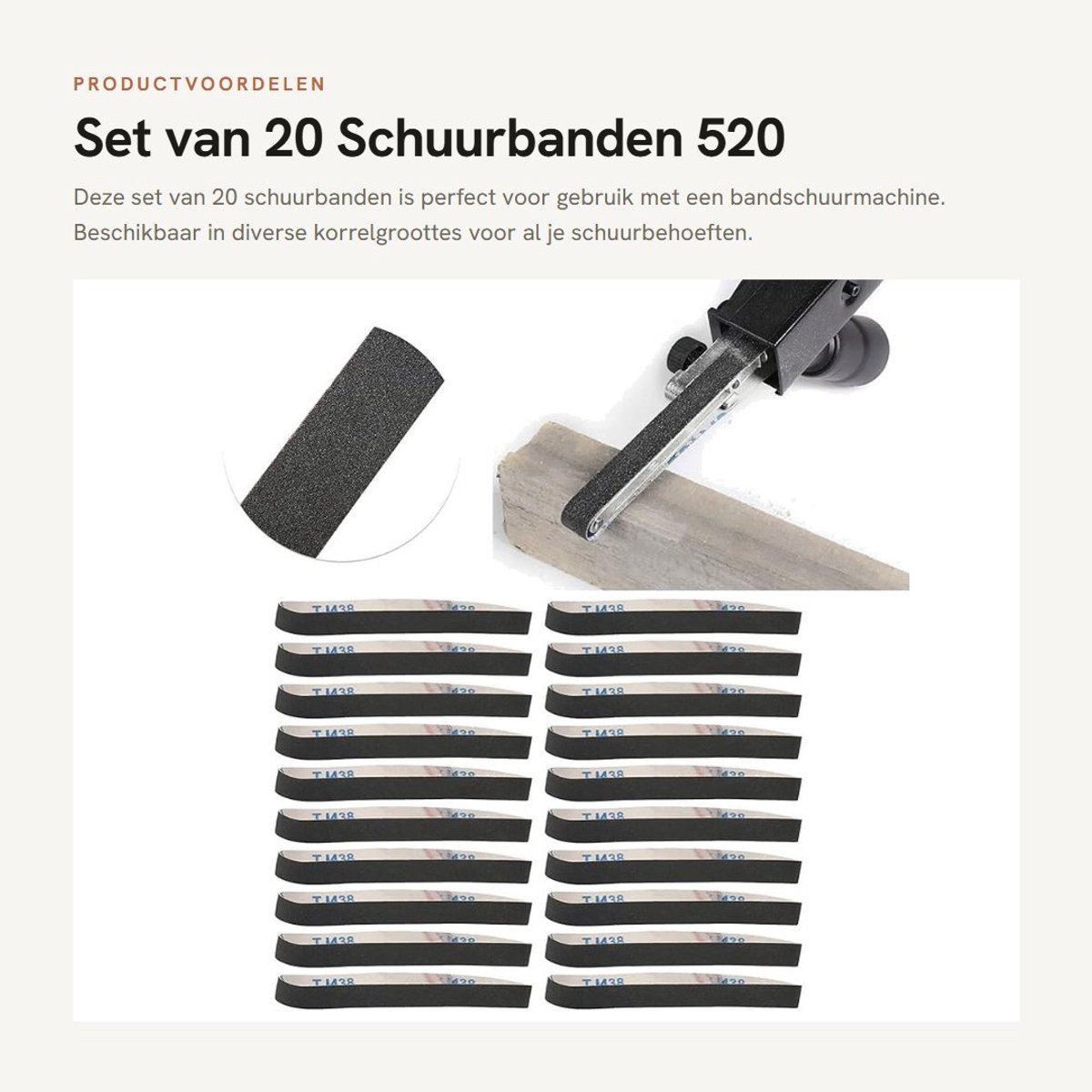 Dailygoods- Schuurband 520 x 20 mm - Schuurpapier set 20 stuks - Slijpen - Polijsten - Burring Tool - Slijtvast en gelijkmatig zand