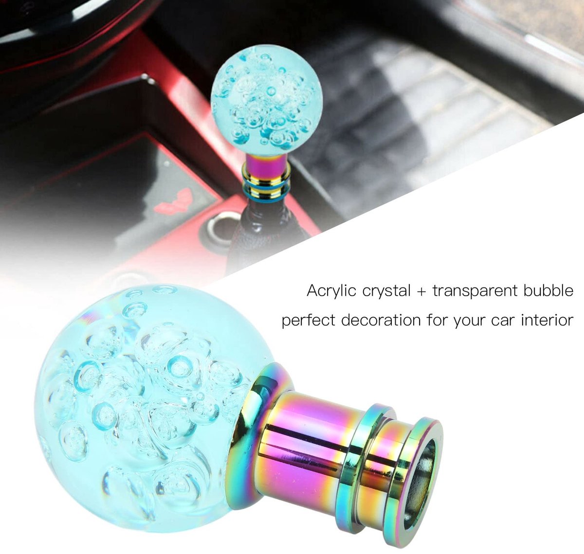 Dailygoods - Gear Shift Knob - Universele Schakelknop - Transparant Design - Lichtblauw - Knop voor Auto - Geschikt voor M8 M10 M12
