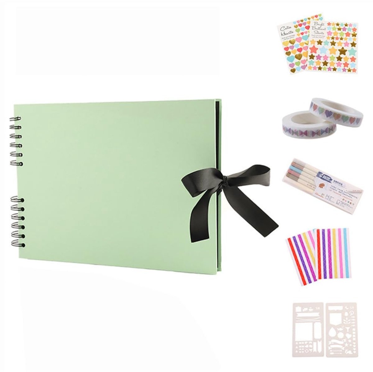 Dailygoods- Plakboekpakket 80 pagina's - Fotoalbum - Gastenboek - Duurzaam - Spiraalontwerp - Zwart - Geschikt voor langdurige opslag