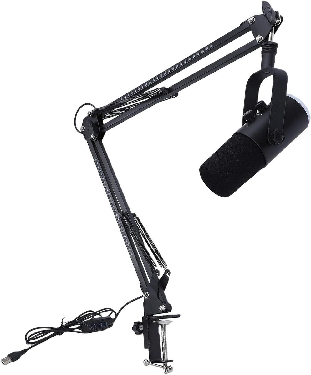 USB Microfoon - Podcast Microfoon - Streaming Opnames - Dynamische RGB - 41.5 cm - Zwart