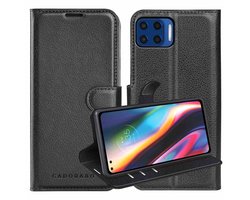 Cadorabo Hoesje geschikt voor Motorola MOTO G 5G PLUS in PHANTOM ZWART - Beschermhoes met magnetische sluiting, standfunctie en kaartvakje Book Case Cover Etui