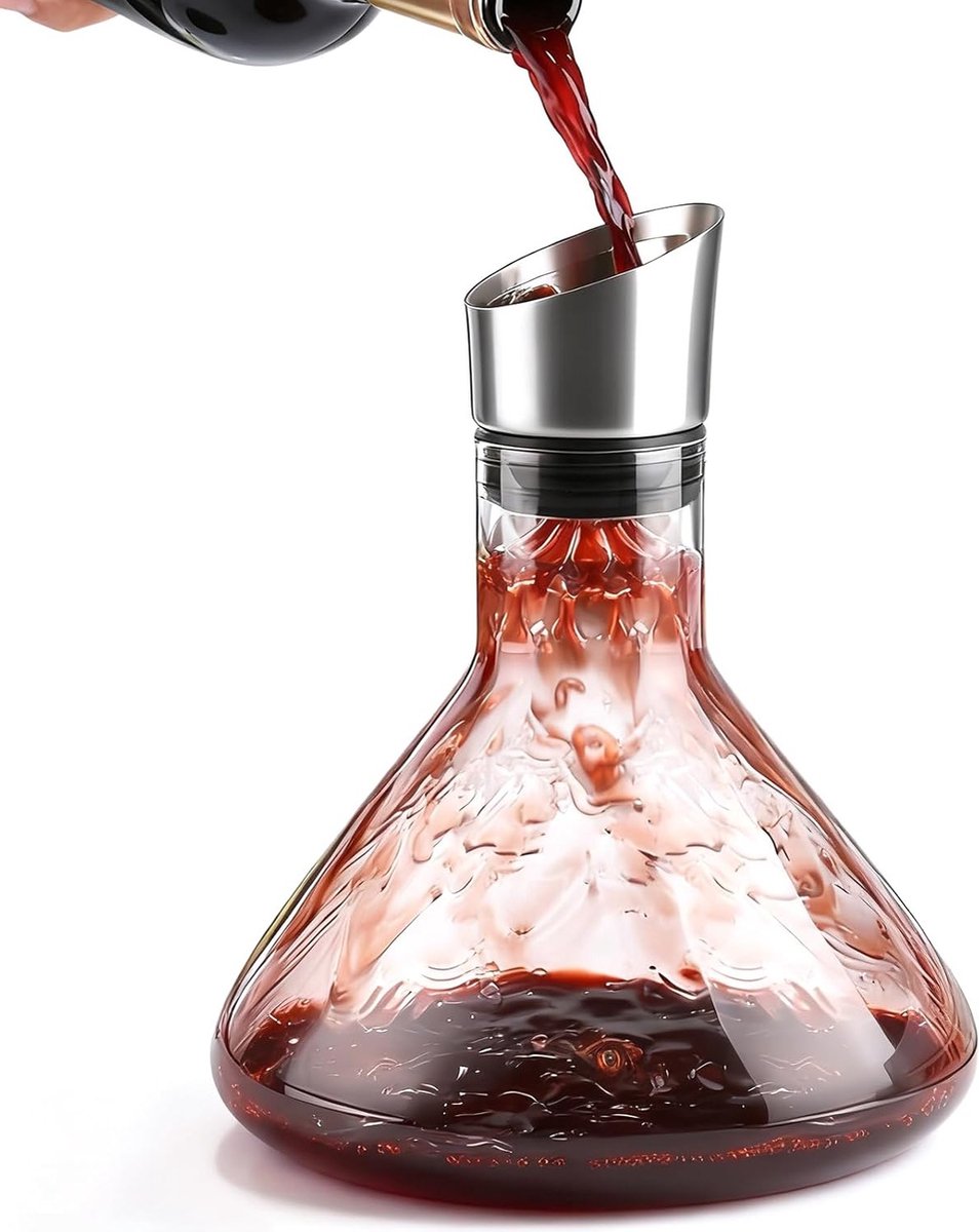 Elegante wijn decanter met luchtinlaat, 1500 ml, druppelvrije schenker, ideaal cadeau voor wijnliefhebbers en fijnproevers