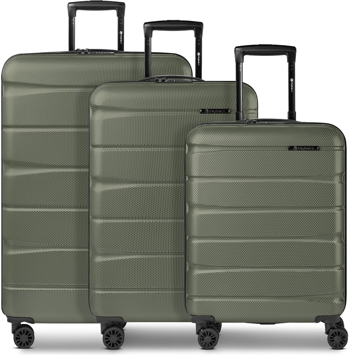 Franky Munich 4.0 4 wielen Kofferset 3-delig met uitbreidingsplooi - Harde bagage - TSA slot - olive dull