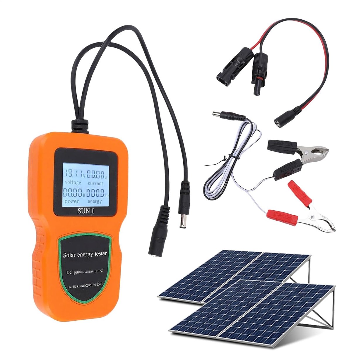 Zonneenergiemeter - Energieverbruik monitor - Paneel testen - Batterijloos ontwerp - 500 W - Oranje