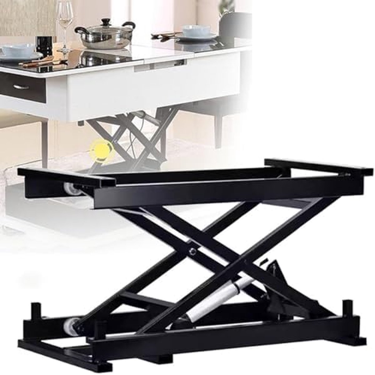 Elektrische Heftafel - Schaarhefplatform - Materiaal Verplaatsen - Draadloze Afstandsbediening - 100 kg Capaciteit - Matzwart