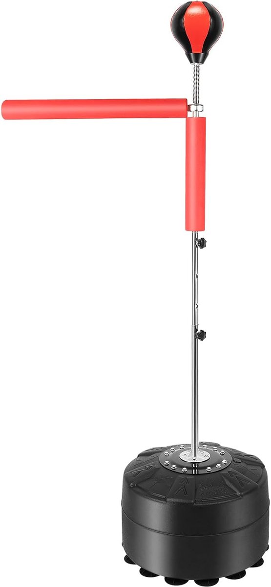 Staande bokszak - Bokstrainer - Reactie training - In hoogte verstelbaar - 130-157 cm - Rood zwart