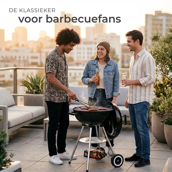 tectake® Houtskool Barbeque - Kogel BBQ - Ø 41,5 cm Grillplaat - Grill met 2 Wielen - Smoker met Deksel - Rond - Zwart - Metaal van TecTake — afbeelding 5