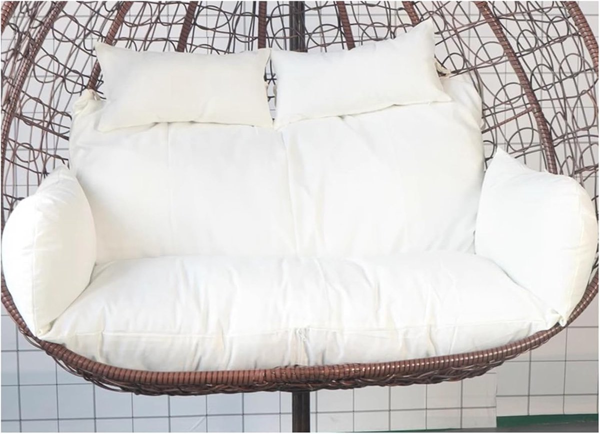 Hangstoel Kussen - Dubbel Zitkussen - Buiten Ontspannen - Waterdicht Materiaal - 150x110 cm - Wit