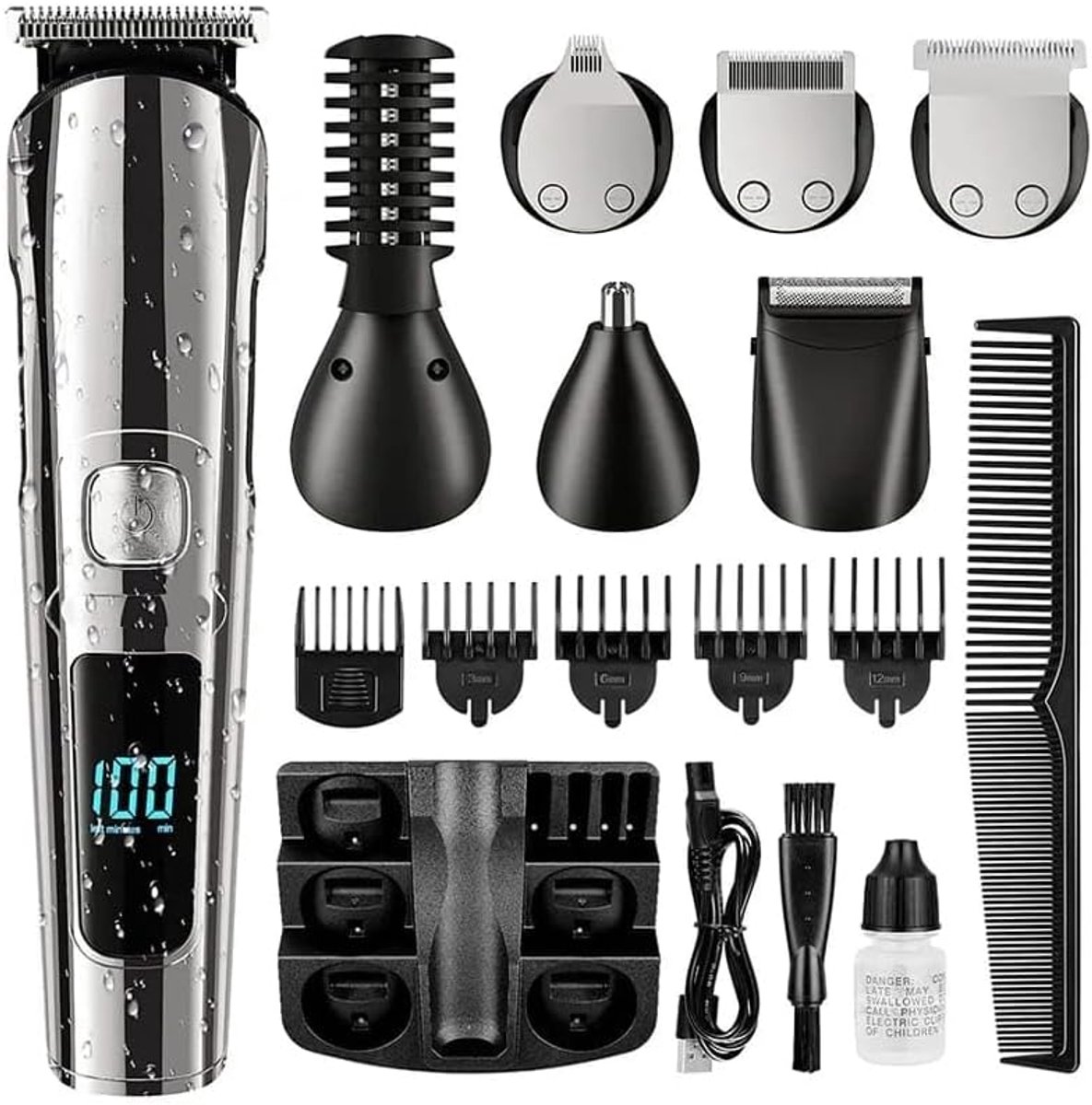 6-in-1 multifunctionele verzorgingsset - Trimmer voor lichaams-, oor- en neushaar - Draadloze trimmer - Haartrimmer - Oplaadbaar baardscheerapparaat