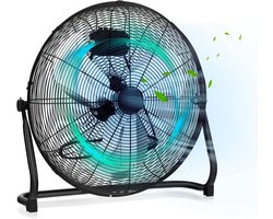 KOMFOTTEU Vloerventilator ø50cm- 160W - 3 Standen - Chroom-Design - Instelbare Kantelhoek 145° Krachtige - Windmachine
