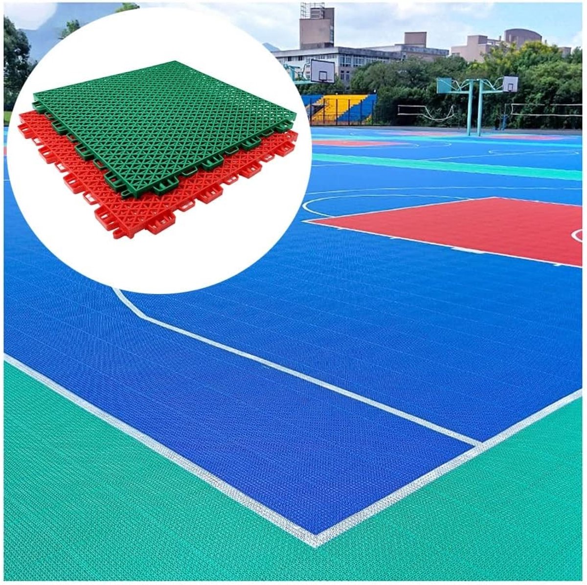 Modulaire Vloertegels - Kunststof Tegels - Sport Vloer - Drainage Systeem - 30.5 X 30.5 Cm - Blauw