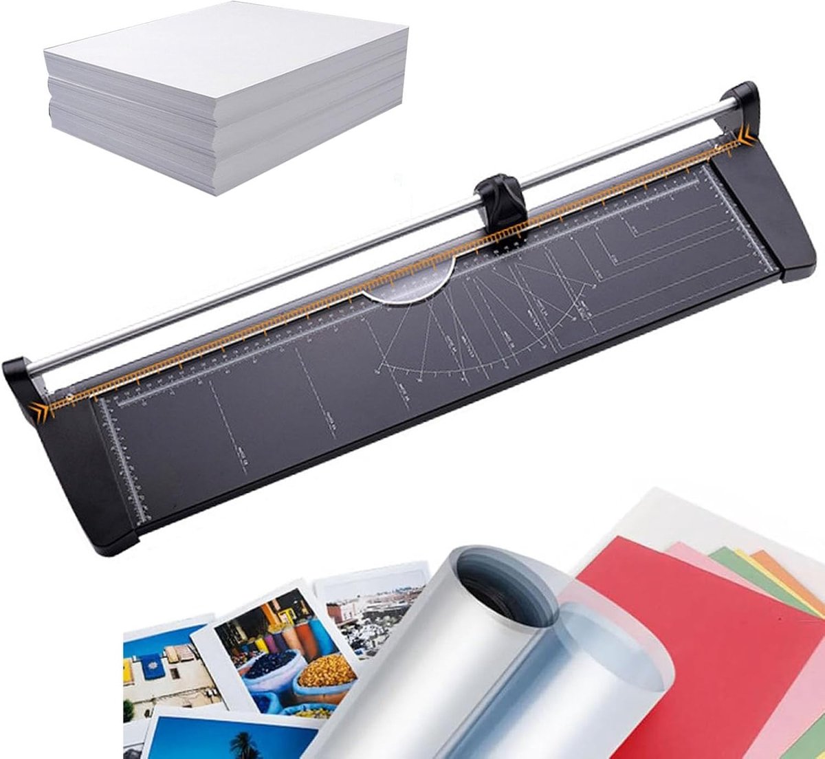 Papier Snijder - Guillotine Trimmer - Nauwkeurig Knippen - Robuust Metalen Paneel - A2 Formaat - Zwart