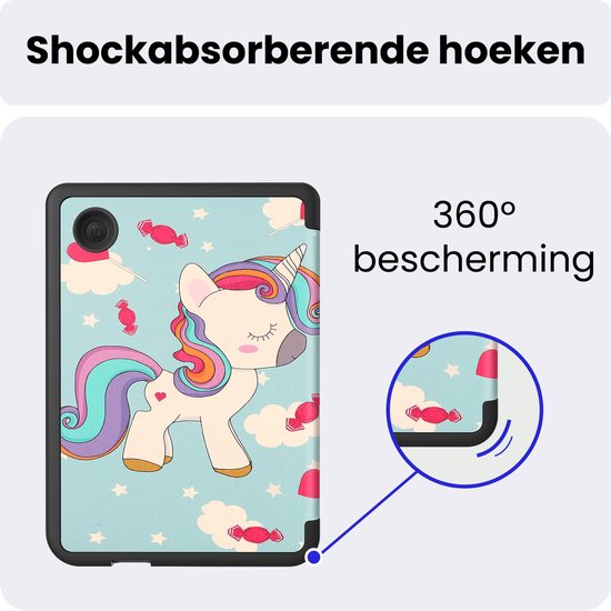 Hoes Geschikt voor Kobo Clara 2E - Met Screenprotector - Luxe E-reader Trifold Case - Bescherm Hoesje Book Cover - Eenhoorn — afbeelding 4
