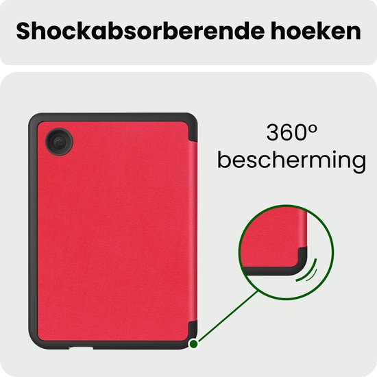 Hoes Geschikt voor Kobo Clara 2E Hoesje Bookcase Cover Hoes Trifold - Hoesje Geschikt voor Kobo Clara 2E Hoes Cover Case - Rood — afbeelding 4