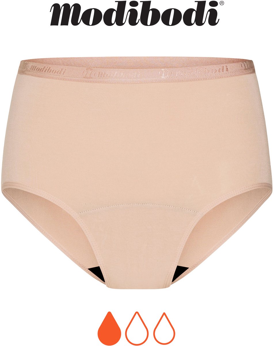 Modibodi Menstruatie Ondergoed Licht Absorberend Lekvrij voor Dames Klassieke Maxi Slip Cashew 44