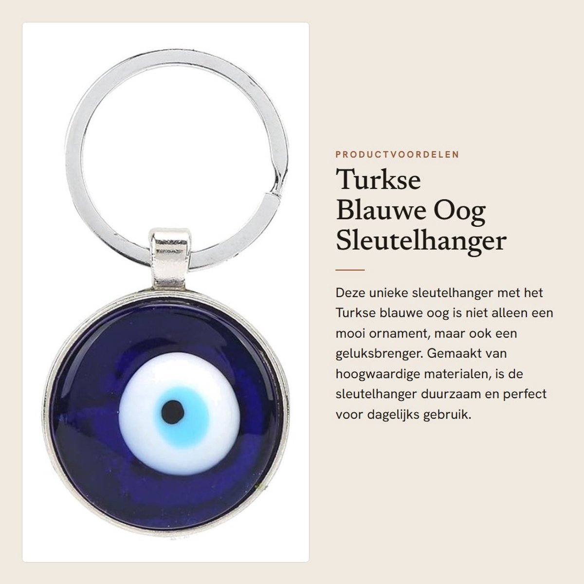 Dailygoods- Sleutelhanger Duurzaam - Turks Blauw Oog - Tassdecoratie - Geluksbrenger - Uniek Ontwerp - 1 Stuk/pak - Sleutelhangerhanger