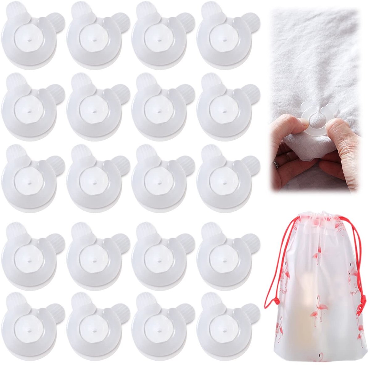 Dailygoods- Dekbedclips 20 Stuks - Antislip Dekbedhouder - Dekbedovertrek Clips - Opbergtas - Herbruikbaar PP-Materiaal - Voor Dikke Dekbedden - Dekbedovertrekclips