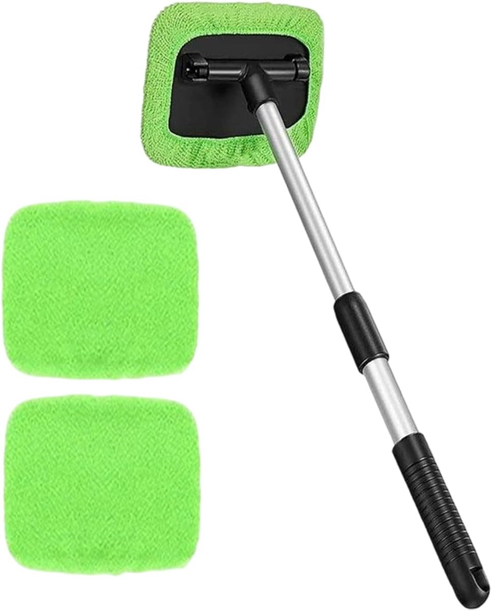 Voorruit Reiniger Tool - Glas Borstel - Auto Ramen Wassen - 180 Graden Draaibaar - Telescopisch - Grijs